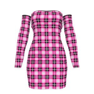 Fullbreedcustom Print Women's Off-shoulder Back Lace-up Dress